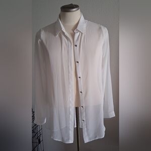 New Kenneth Cole White Sheer Blouse